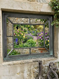 60X76Cm Rectangle Antique Window Wall Mirror Stylish Black Silver - thumbnail 2