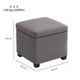 Wyld Haus Creccette Grey Corduroy Storage Ottoman Bench 40Cm Square With Removable Lid - thumbnail 4