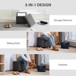 Wyld Haus Creccette Grey Corduroy Storage Ottoman Bench 40Cm Square With Removable Lid - thumbnail 7