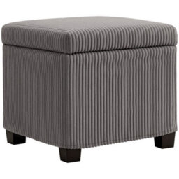 Wyld Haus Creccette Grey Corduroy Storage Ottoman Bench 40Cm Square With Removable Lid - thumbnail 2
