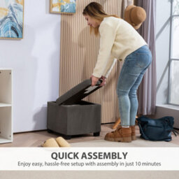 Wyld Haus Creccette Grey Corduroy Storage Ottoman Bench 40Cm Square With Removable Lid - thumbnail 8