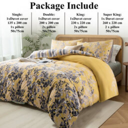 Aspire Homeware Printed Microfiber Duvet Cover Set, Ochre Blossom Reversible, King, (L)220Cm X (W)230Cm - thumbnail 6