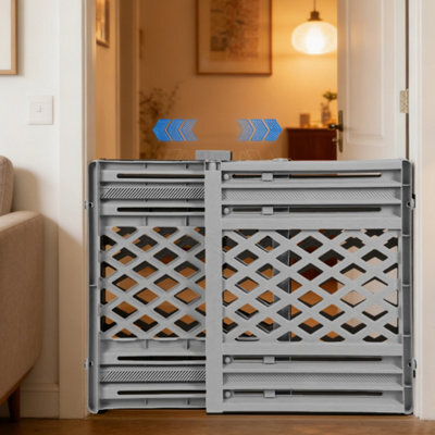 Grey Expandable Pet Gate 65-106Cm Pressure Mounted, No Tools Installation For Dogs & Cats - image 1