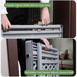 Grey Expandable Pet Gate 65-106Cm Pressure Mounted, No Tools Installation For Dogs & Cats - thumbnail 4