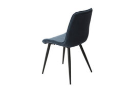 Core Products Pair Of Aspen Blue Cord Diamond Stitch Fabric Dining Chairs - Black Tapered Legs - thumbnail 4