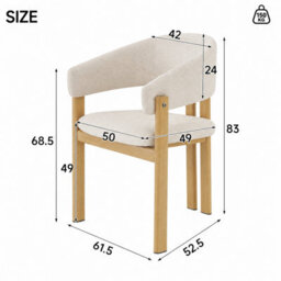 Btm Set Of 2 Dining Chairs, Linen Upholstered Dining Chairs With Metal Frame, Natural Wood Colour, For Dining Room And Kitchen - thumbnail 5