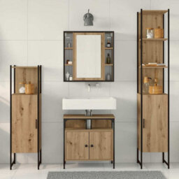 Berkfield 4 Piece Bathroom Furniture Set In Artisan Oak Engineered Wood - thumbnail 4