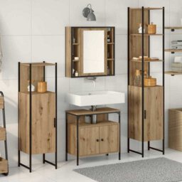 Berkfield 4 Piece Bathroom Furniture Set In Artisan Oak Engineered Wood