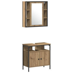 Berkfield 4 Piece Bathroom Furniture Set In Artisan Oak Engineered Wood - thumbnail 6