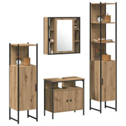 Berkfield 4 Piece Bathroom Furniture Set In Artisan Oak Engineered Wood - thumbnail 3