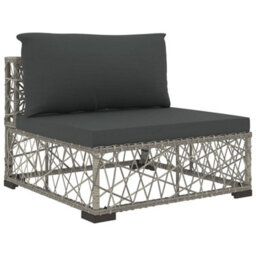 Vidaxl 5 Piece Garden Lounge Set With Cushions Poly Rattan Grey - thumbnail 7