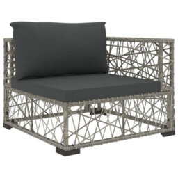 Vidaxl 5 Piece Garden Lounge Set With Cushions Poly Rattan Grey - thumbnail 6