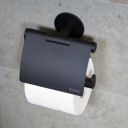 Smedbo Toilet Roll Holder With Lid Cover - Self Adhesive Wall Mount - thumbnail 2