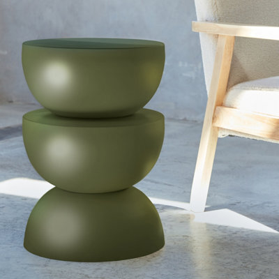 Sweeek - Side Table End Table Bedside Table Metal Diam.32 X H46.5Cm Green 32X32X46.5 Cm - Coumba - image 1