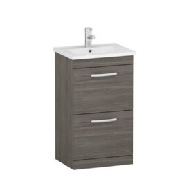 Royal Bathrooms Turin Grey Elm 500mm Floor Standing Vanity Unit 2 Drawer With Minimalist Basin Sink - thumbnail 6