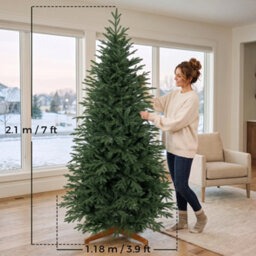 Homcom 7Ft Artificial Christmas Tree Solid Pine Wood Stand, Green - thumbnail 3