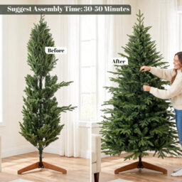 Homcom 7Ft Artificial Christmas Tree Solid Pine Wood Stand, Green - thumbnail 7