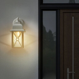 Beliani Matte White Outdoor Lantern Wall Light, Iron And Aluminium, Warm White, 16 X 16 X 30Cm - thumbnail 1