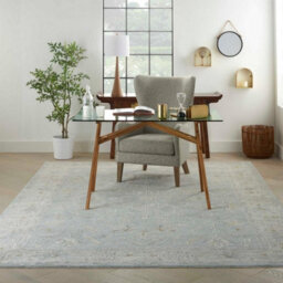 Blue Bordered Floral Traditional Persian Rug For Living Room, Bedroom, Dining Room - 160Cm X 234Cm - thumbnail 2
