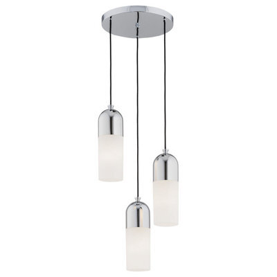 Luminosa Lighting Luminosa Burgos Cluster Pendant Ceiling 3 Light Opal Matt, Chrome