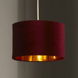 K Living Deco Velvet Ceiling Pendant Or Lamp Shade In Wine With Gold Inner Metallic Lining - thumbnail 3