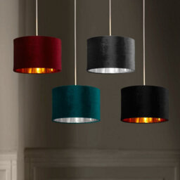 K Living Deco Velvet Ceiling Pendant Or Lamp Shade In Wine With Gold Inner Metallic Lining - thumbnail 2