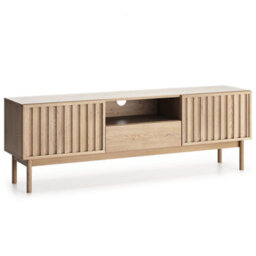 Impact Furniture Tv Stand With Storage Modern Cabinet 160Cm Slatted Ribbed Fluted Japandi Low Unit For Up To 65 Inch Tv Washed Oak Saori - thumbnail 6