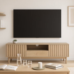 Impact Furniture Tv Stand With Storage Modern Cabinet 160Cm Slatted Ribbed Fluted Japandi Low Unit For Up To 65 Inch Tv Washed Oak Saori - thumbnail 4