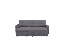 Eco Living Milano 3 Seater L Shape Pullout Sofa Bed With Deep Storage Compartment & Reversible Chaise - Grey - thumbnail 2