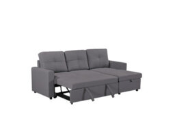 Eco Living Milano 3 Seater L Shape Pullout Sofa Bed With Deep Storage Compartment & Reversible Chaise - Grey - thumbnail 5