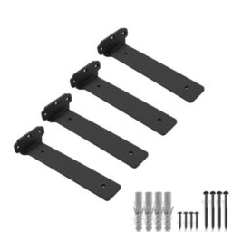 MKGT 4 Pack Floating Shelf Brackets 25 Cm, Heavy Duty Shelf Brackets For Shelves, Black Coated Metal Wall Shelf Support Brackets - thumbnail 1