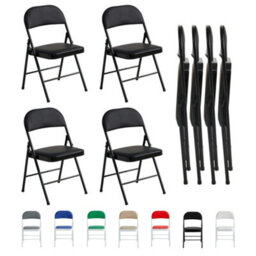 Mcc Direct Set Of 4 Folding Dining Chairs Metal Frame Padded Seats Black - thumbnail 2
