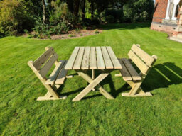 Churnet Valley Garden Furniture Ltd Ashcombe Table Set Sits 4 Including 2 Bench - L120 X W93 X H77 Cm - thumbnail 4