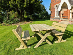 Churnet Valley Garden Furniture Ltd Ashcombe Table Set Sits 4 Including 2 Bench - L120 X W93 X H77 Cm - thumbnail 1
