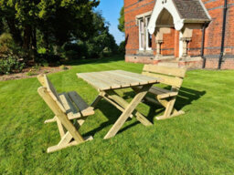 Churnet Valley Garden Furniture Ltd Ashcombe Table Set Sits 4 Including 2 Bench - L120 X W93 X H77 Cm - thumbnail 6