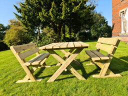 Churnet Valley Garden Furniture Ltd Ashcombe Table Set Sits 4 Including 2 Bench - L120 X W93 X H77 Cm - thumbnail 3