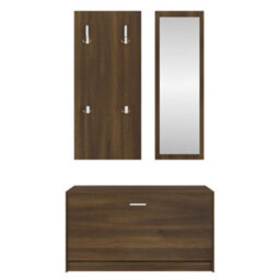 Walplus 3-In-1 Shoe Cabinet Set Brown Oak Engineered Wood - thumbnail 6