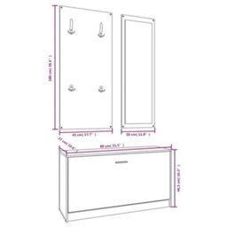 Walplus 3-In-1 Shoe Cabinet Set Brown Oak Engineered Wood - thumbnail 9