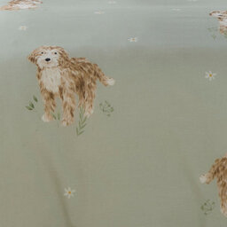 Fusion Hattie The Cockerpoo Cute Dog Print Peach Textured Green Duvet Cover Set - thumbnail 3