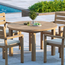 Eterna Eden Teak Garden Outdoor Dining Table & 4 Seat Chair Set - With Black Cushions - thumbnail 3
