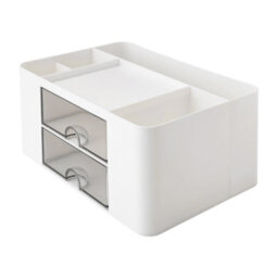 Living And Home White And Grey Plastic Multi-Compartment Desktop Storage Organiser With Drawers, 195mm W - thumbnail 4