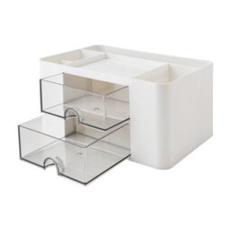 Living And Home White And Grey Plastic Multi-Compartment Desktop Storage Organiser With Drawers, 195mm W - thumbnail 5