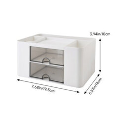 Living And Home White And Grey Plastic Multi-Compartment Desktop Storage Organiser With Drawers, 195mm W - thumbnail 6