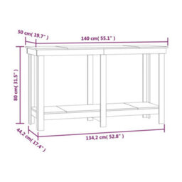 Berkfield Rustic Work Bench White 140X50X80 Cm Solid Wood Pine - thumbnail 8
