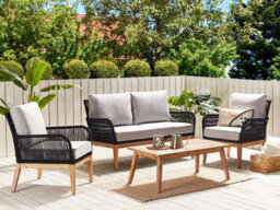Beliani Garden Lounge Set With Table 4 Seater Merano Acacia Wood Grey - thumbnail 2