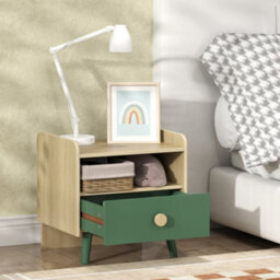 Aiyaplay Kids Bedside Table With Drawer And Open Storage Shelf, Green - thumbnail 8