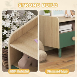 Aiyaplay Kids Bedside Table With Drawer And Open Storage Shelf, Green - thumbnail 6