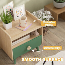 Aiyaplay Kids Bedside Table With Drawer And Open Storage Shelf, Green - thumbnail 7