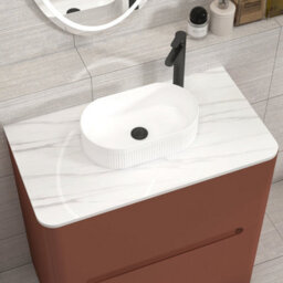 Royal Bathrooms Venice 800mm Terracotta Clay Freestanding Bathroom Countertop Vanity Unit 2 Drawer With Lyon Basin - thumbnail 6