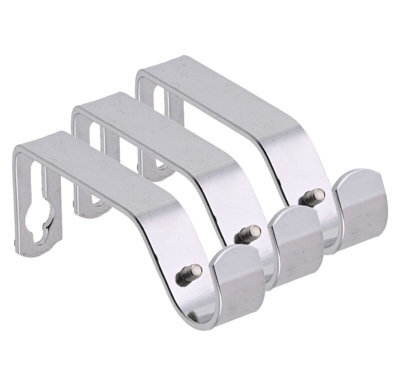 Lister Cartwright 19mm Curtain Pole Ends Brackets With Adjustable Screws Metal Finish (Pack Of 3)